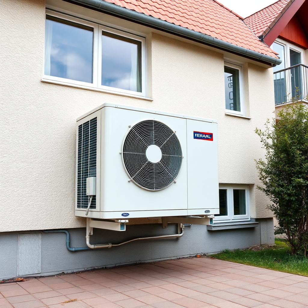 Wärmepumpe Außeneinheit an einem Mehrfamilienhaus
